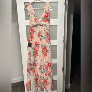 Lulus Garden Meandering Blush Floral Print Maxi Dress